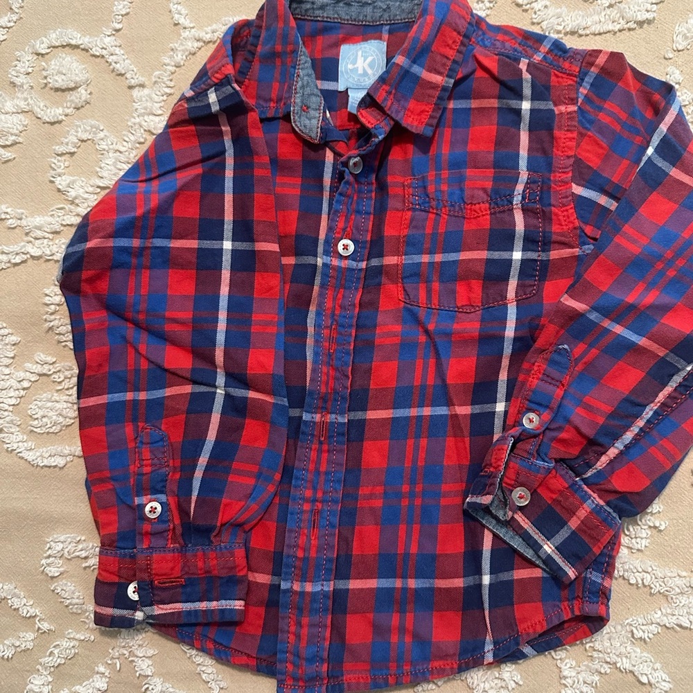 kidpik Red and Blue Plaid Button-Down Shirt
